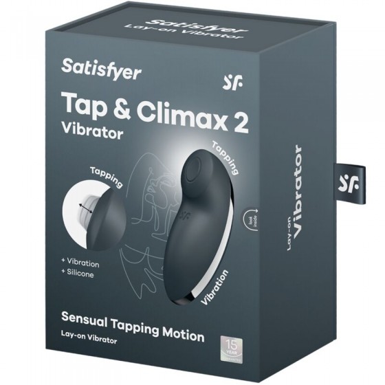 ESTIMULADOR E VIBRADOR  SATISFYER - TAP & CLIMAX 2  CINZA USB