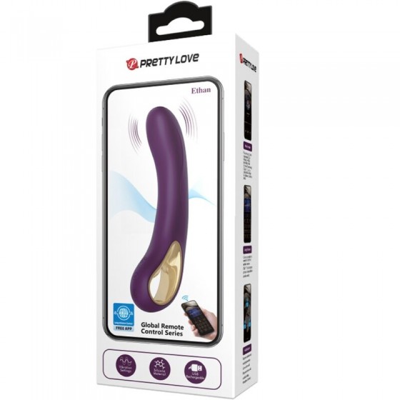 VIBRADOR PRETTY LOVE - ETHAN RECARREGVEL C/APP  ROXO